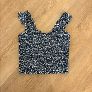 Paper Crane Navy and Cream floral Tank Top